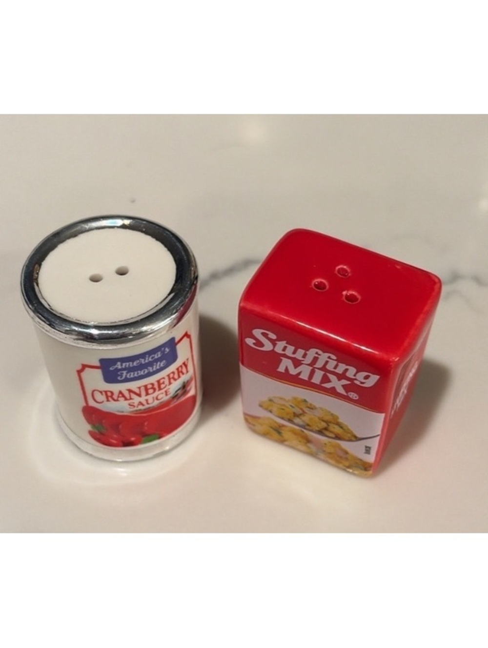 Vintage Ceramic Cranberry Sauce and Stuffing Mix Salt and Pepper Shakers